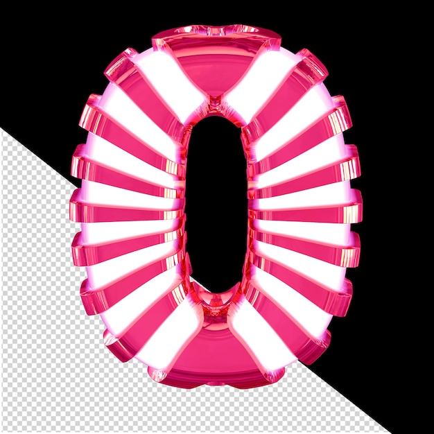 PSD wit 3d symbool met roze bandjes nummer 0