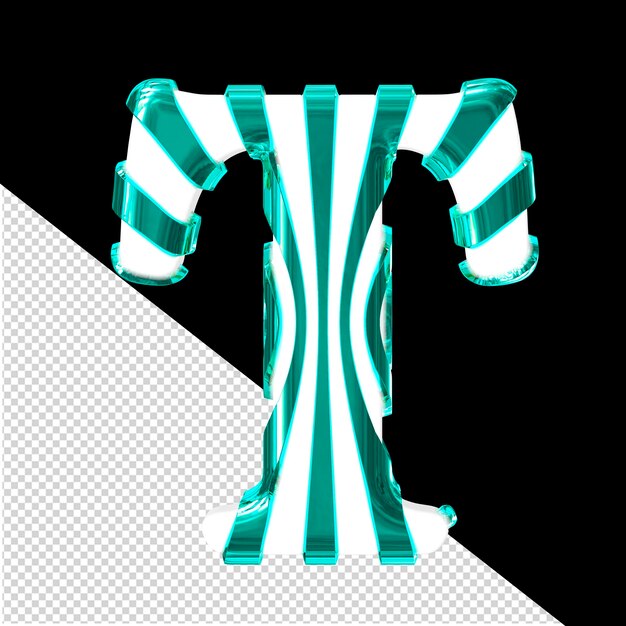 Wit 3D-symbool met turquoise dunne riemen letter t
