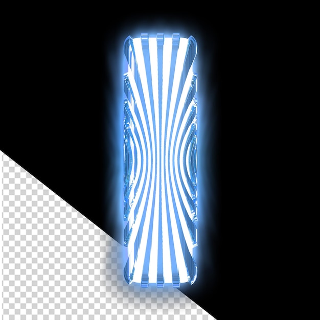 PSD wit 3d-symbool met ultra dunne blauwe lichtgevende verticale banden nummer 1