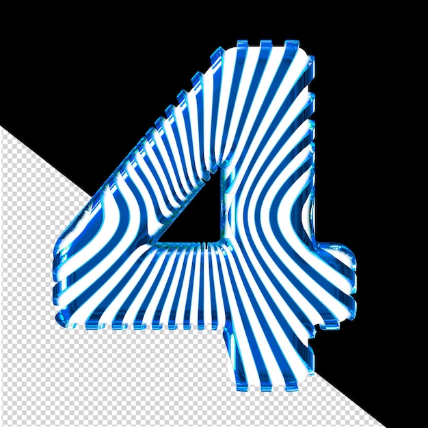 PSD wit 3d-symbool met ultra dunne blauwe riemen nummer 4
