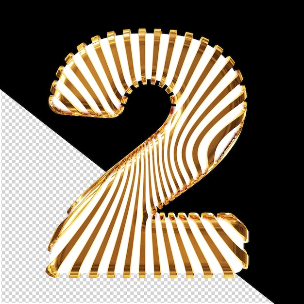 Wit 3d-symbool met ultra dunne gouden riemen nummer 2