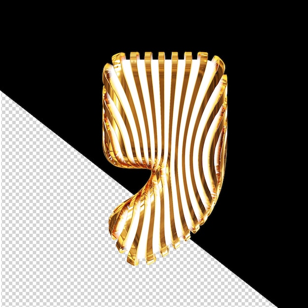 PSD wit 3d-symbool met ultra dunne gouden riemen