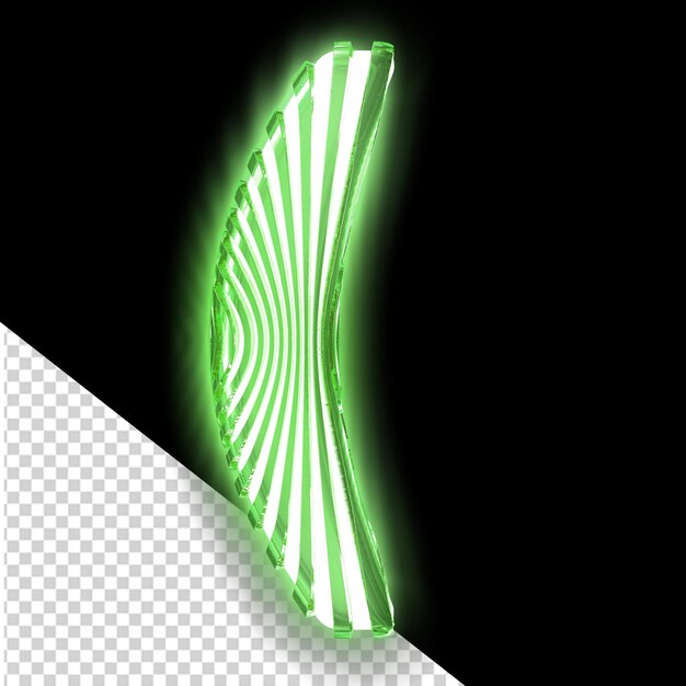 Wit 3D-symbool met ultra dunne groene lichtgevende verticale banden