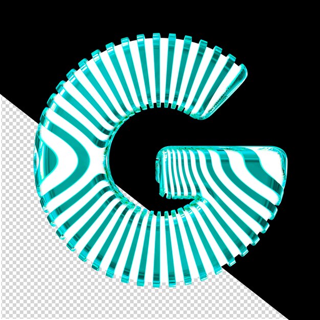 PSD wit 3d-symbool met ultra dunne turquoise riemen letter g