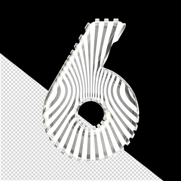 PSD wit 3d-symbool met ultra dunne zilveren riemen nummer 6