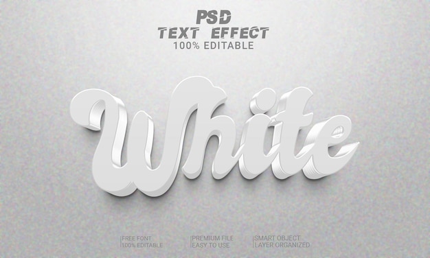 Wit 3d-teksteffect psd-bestand