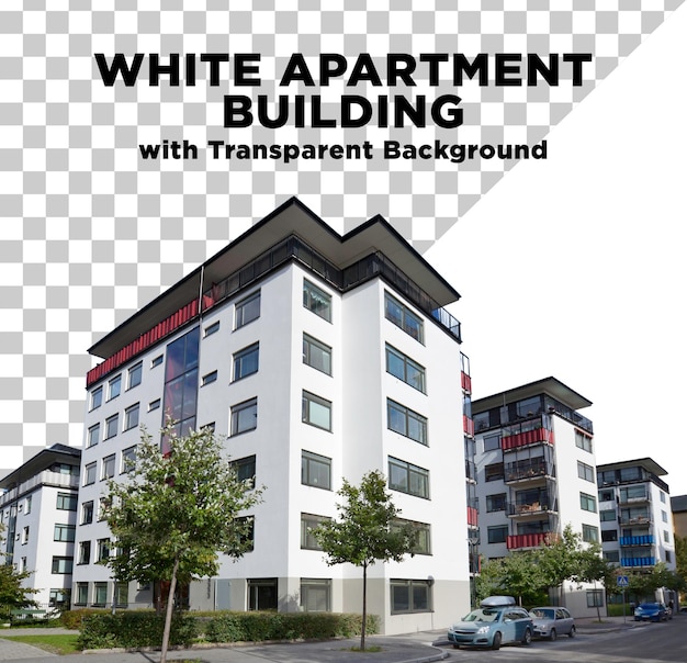 PSD wit appartementengebouw met doorzichtige achtergrond