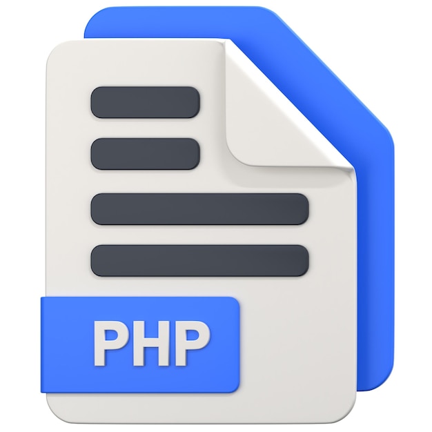 Wit bestand met php-uitbreiding 3D-iconielustratie Low Poly Style