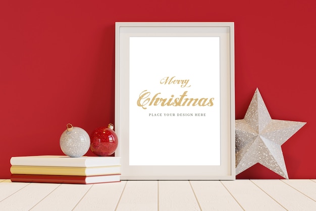 Wit frame met kerstversiering mockup