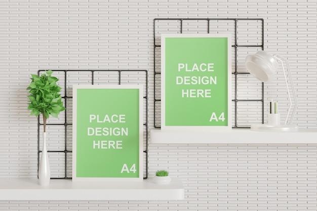 Wit frame mockup op de muurtafel