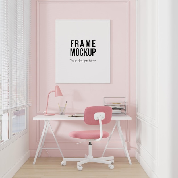 PSD wit framemodel op roze muur