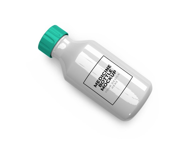 Wit medicijnflesmodel dat op witte achtergrond wordt geïsoleerd