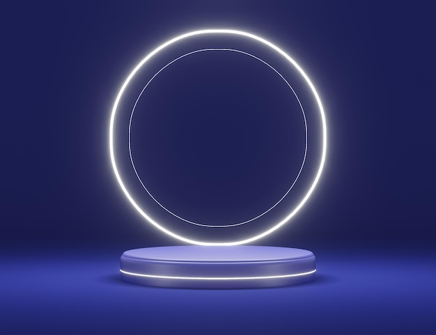 wit neonlicht met podiumscène voor flyer-displayproducten en cosmetische reclame 3d