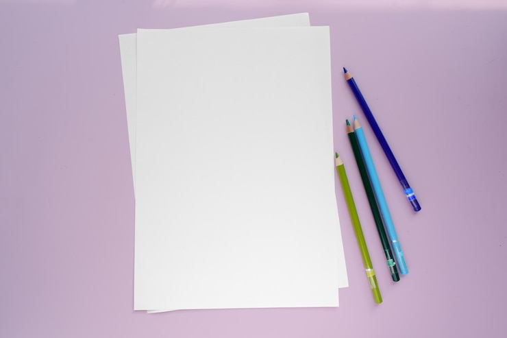wit papier potloden mock-up