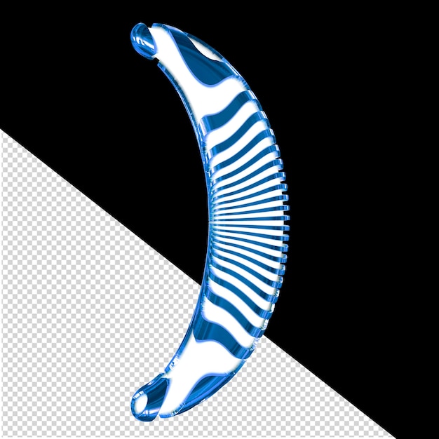 PSD wit symbool met blauwe ultra dunne horizontale riemen