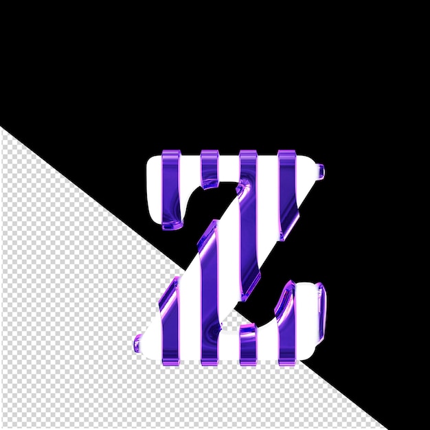PSD wit symbool met dunne paarse verticale riemen letter z