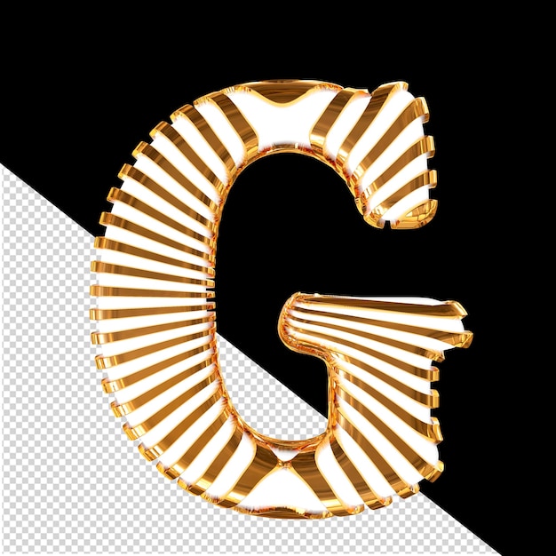 PSD wit symbool met gouden ultra dunne horizontale riemen letter g