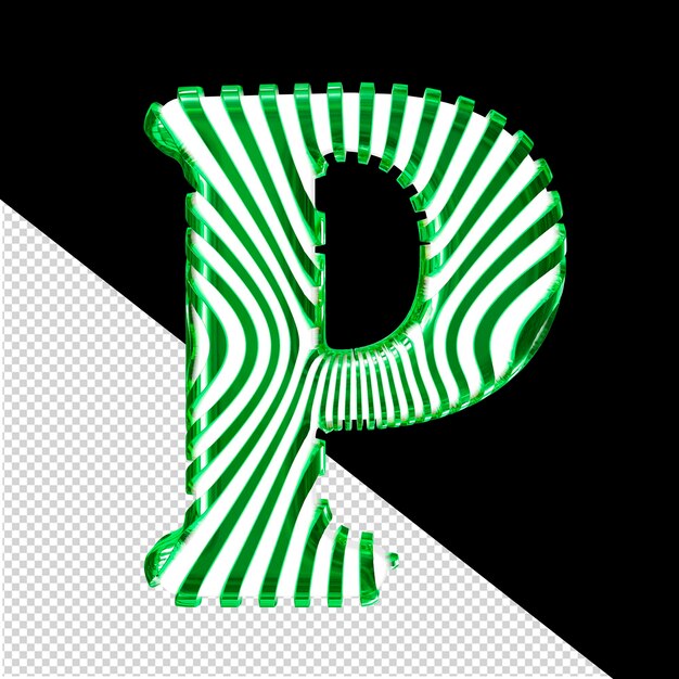 PSD wit symbool met groene verticale ultraslanke riemen letter p