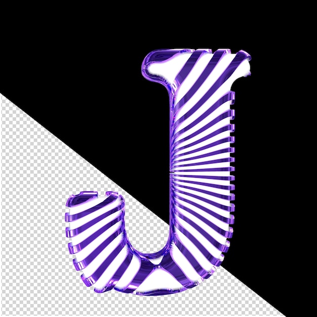 Wit symbool met paarse ultra dunne horizontale riemen letter j