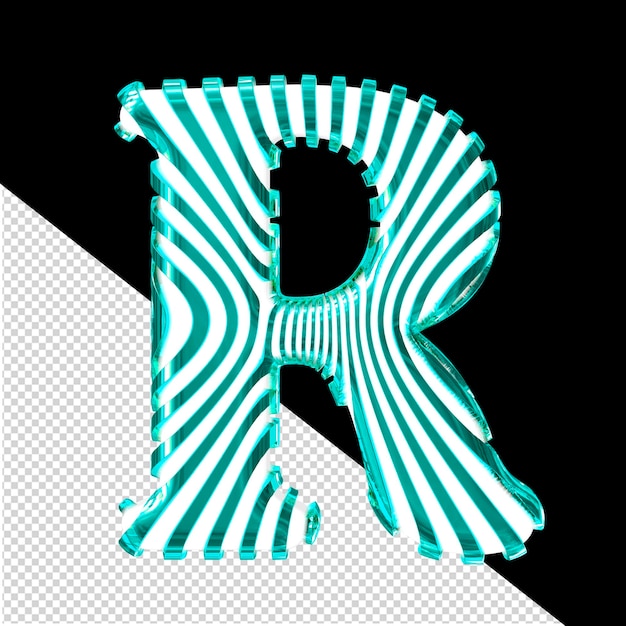 PSD wit symbool met turquoise verticale ultraslanke riemen letter r