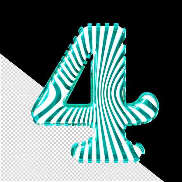 PSD wit symbool met turquoise verticale ultraslanke riemen nummer 4