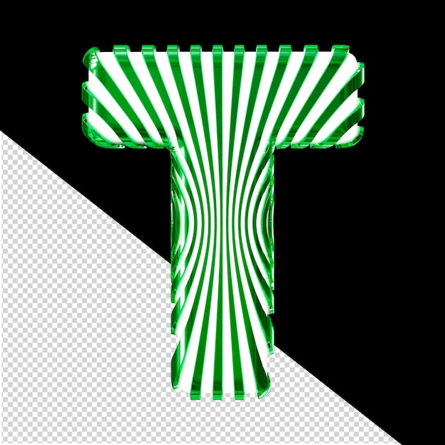 PSD wit symbool met ultra dunne groene banden letter t