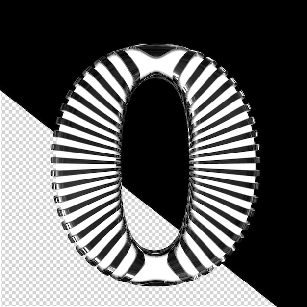 PSD wit symbool met zwarte ultra dunne horizontale riemen letter o