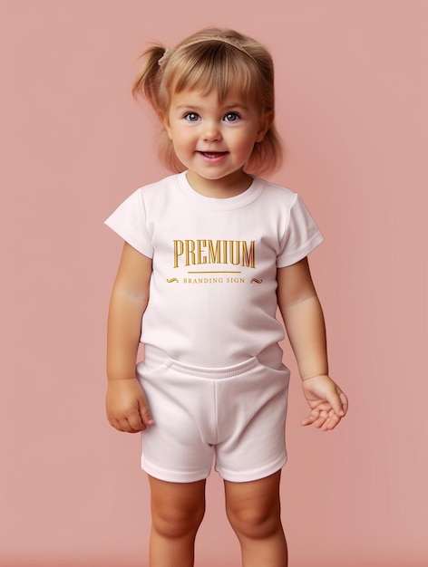 PSD wit t-shirt mockup ontwerp met kleine schattige baby