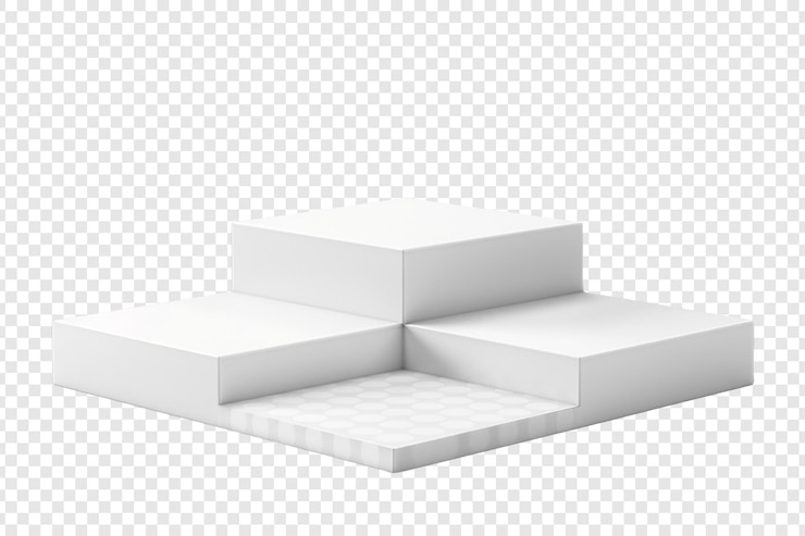 PSD wit vierkant plastic podium geïsoleerd op een doorzichtige achtergrond