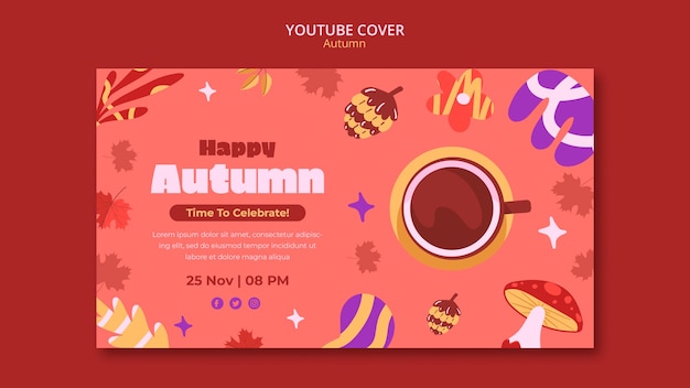 PSD witaj jesienny szablon okładki youtube