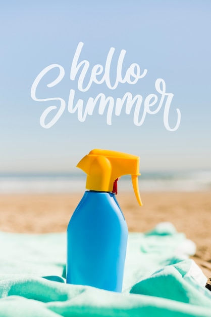 PSD witaj letnia butelka na makiecie plaży