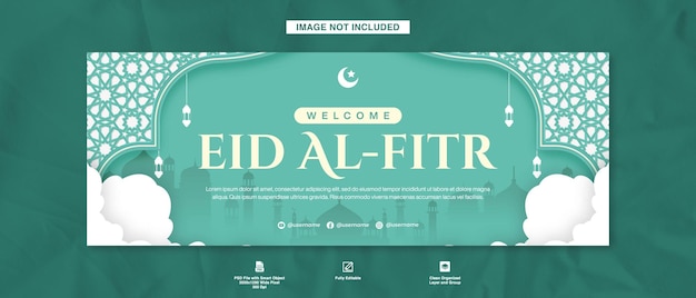 Witamy Eid AlFitr Banner Facebook Cover Template dla islamskich uroczystości