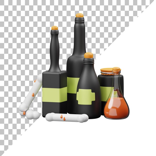 PSD witch bottle 3d illustration