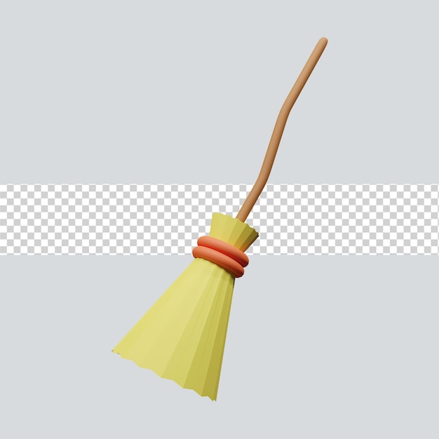 Witch broom 3d illustration