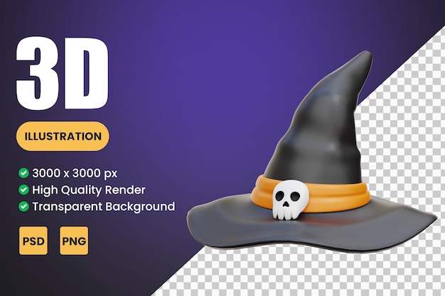 PSD witch hat 3d icon illustrations