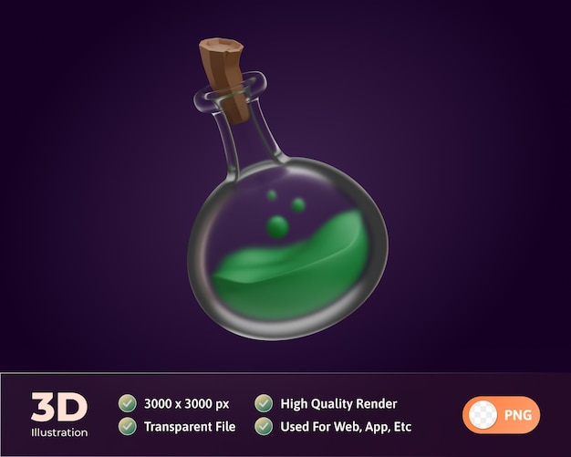 Witch potion halloween icon 3d illustration