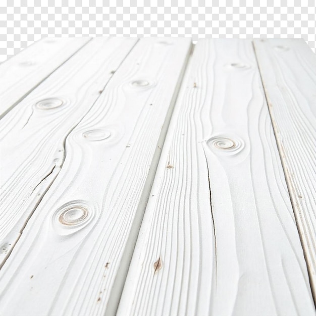 Witgekalkte houten plank geïsoleerd op doorzichtige witte PNG-achtergrond