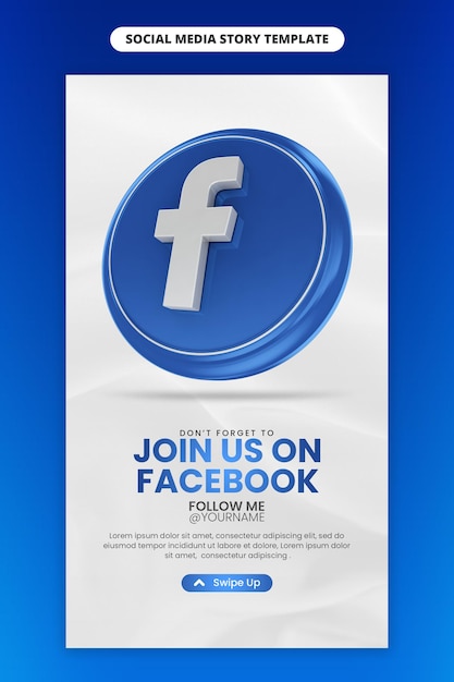 With facebook 3d render icon for social media and instagram story template