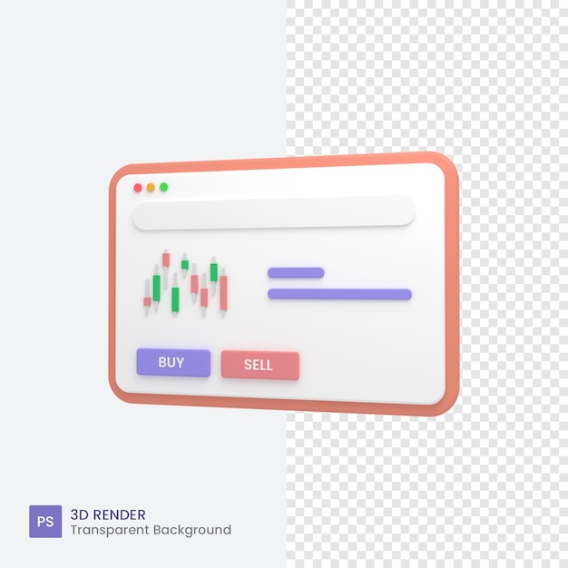 Witryna Internetowa Platformy Handlowej 3d Z Ikoną Wykresu świecowego