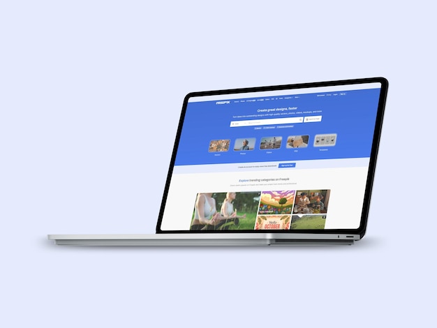 Witryna internetowa prezentuje makietę laptopa