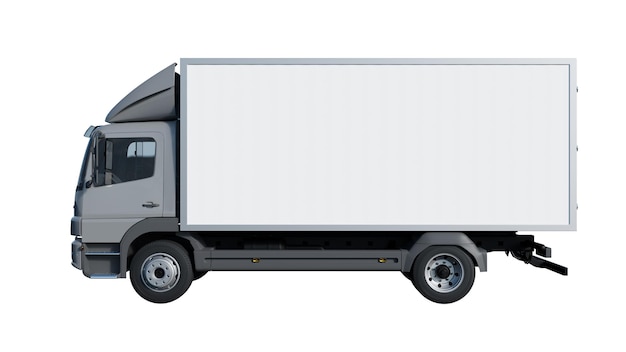 Witte achtergrond van een geïsoleerde vrachtwagen