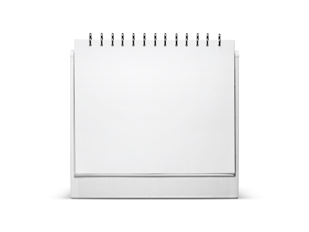 Witte blanke papieren spiraalkalender met doorzichtige achtergrond.