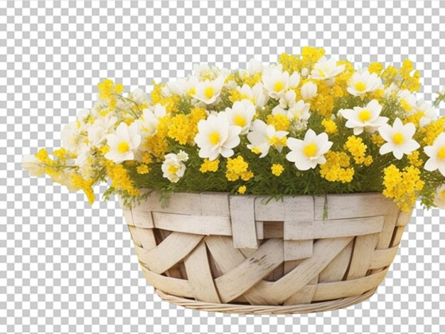 PSD witte bloemen in een houten mand