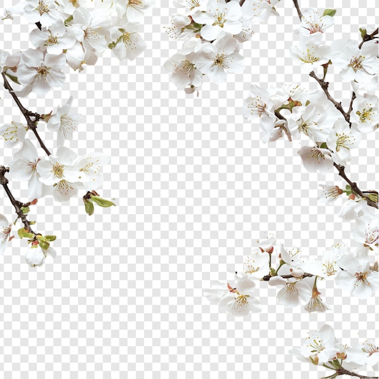 PSD witte bloemen omlijsten de lentebloemen de schoonheid van de natuur