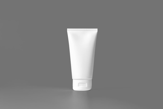 Witte cosmetische buis mockup op grijze achtergrond