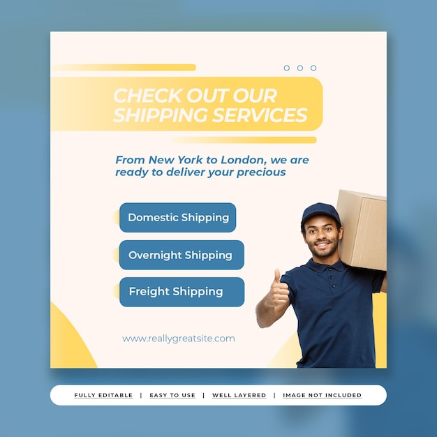 Witte eenvoudige moderne logistieke bezorgservice Instagram-postsjabloon