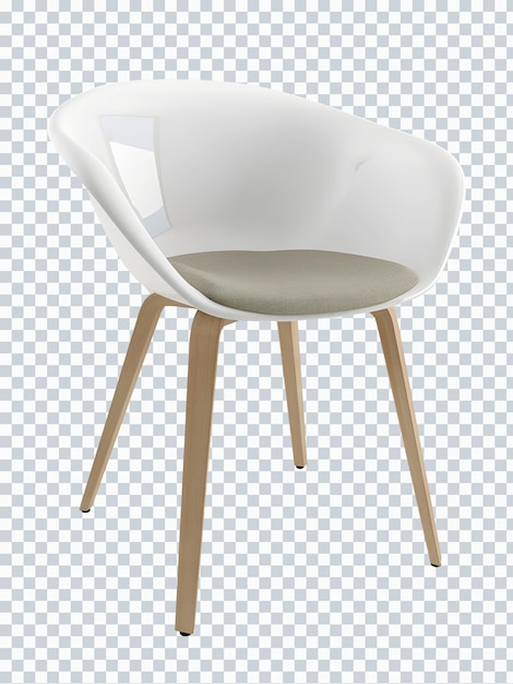 Witte en houten enkele stoel mockup. perspectief. transparant. png. 3d-weergave