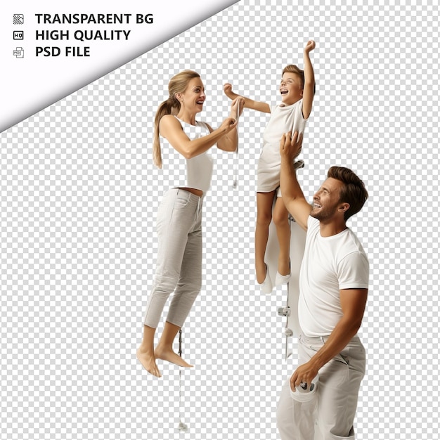 Witte familie klimmen ultra realistische stijl witte achtergrond