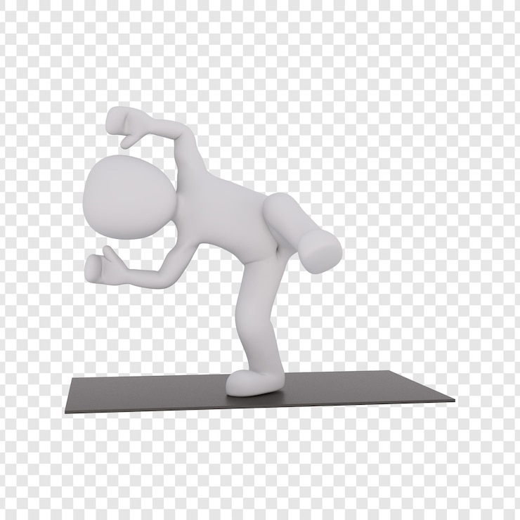 PSD witte figuur in een yoga-houding op een mat