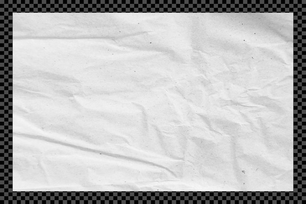 Witte gerimpelde papieren textuur op doorzichtige achtergrond
